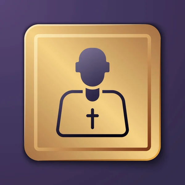 Icono Del Sacerdote Púrpura Aislado Sobre Fondo Púrpura Botón Cuadrado — Vector de stock