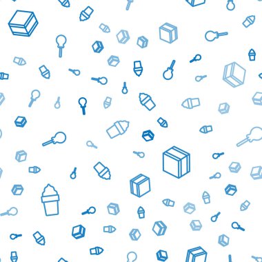 Set line Ice cream in waffle cone, Brownie chocolate cake and Lollipop on seamless pattern. Vector.