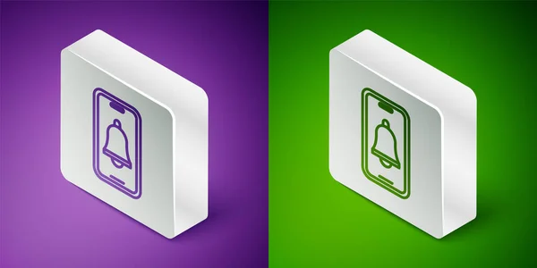 Isometric Line Emergency Mobile Phone Call Hospital Icon Isolated Purple — Vettoriale Stock