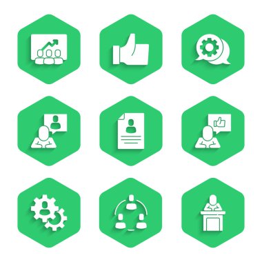 Özgeçmiş, Proje Ekibi Üssü, Meclis Başkanı, Kafa Avcılığı, Konuşma Balonu Sohbeti ve Simge Ayarları. Vektör