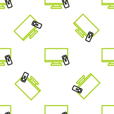 Akıllı TV simgesi beyaz arkaplanda izole edilmiş. Televizyon tabelası. Vektör