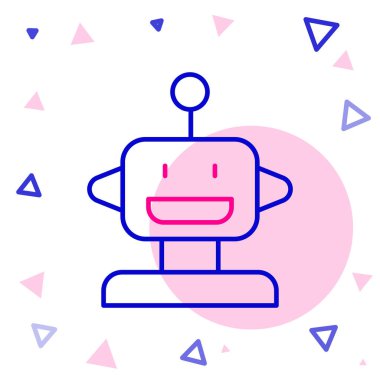 Çizgi Robotu oyuncak simgesi beyaz arkaplanda izole edildi. Renkli taslak konsepti. Vektör