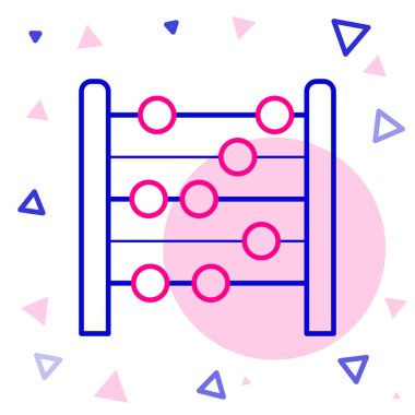 Çizgi Abaküs simgesi beyaz arkaplanda izole edildi. Geleneksel sayım çerçevesi. Eğitim işareti. Matematik okulu. Renkli taslak konsepti. Vektör