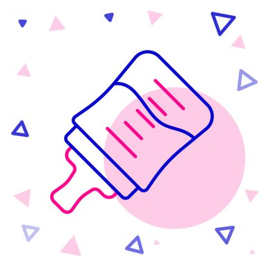 Çizgi Bebek şişe simgesi beyaz arka planda izole edildi. Beslenme şişesi simgesi. Süt şişesi tabelası. Renkli taslak konsepti. Vektör