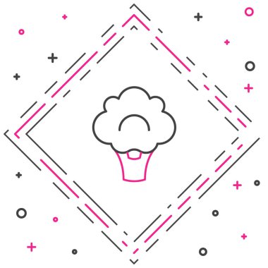 Brokoli çizgisi simgesi beyaz arkaplanda izole edildi. Renkli taslak konsepti. Vektör