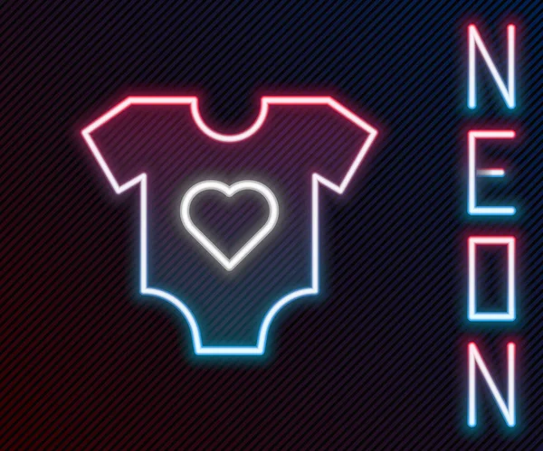 Leuchtende Neon-Linie Babykleidung Symbol isoliert auf schwarzem Hintergrund. Babybekleidung für Mädchen und Jungen. Babybody. Buntes Rahmenkonzept. Vektor — Stockvektor