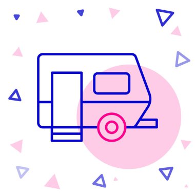 Rv Kamp karavanı simgesi beyaz arkaplanda izole edildi. Gezici ev, karavan, yolculuk için ev karavanı. Renkli taslak konsepti. Vektör