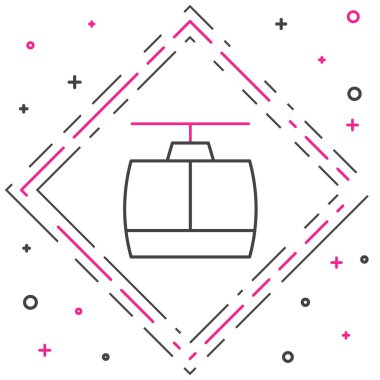 Beyaz arkaplanda çizgi kablo araba simgesi izole edildi. Füniküler işaret. Renkli taslak konsepti. Vektör