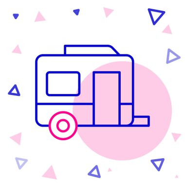 Rv Kamp karavanı simgesi beyaz arkaplanda izole edildi. Gezici ev, karavan, yolculuk için ev karavanı. Renkli taslak konsepti. Vektör