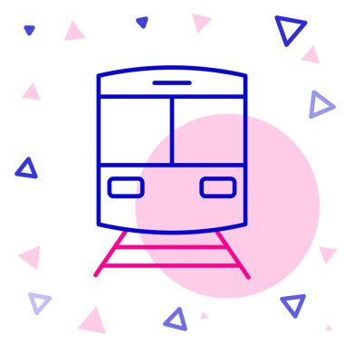 Tren ve demiryolu ikonu beyaz arka planda izole edildi. Toplu taşıma sembolü. Metro treni nakliyesi. Metro yeraltı. Renkli taslak konsepti. Vektör