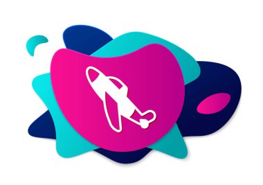 Renkli Oyuncak düzlemi simgesi beyaz arkaplanda izole edildi. Uçan uçak ikonu. Uçak tabelası. Sıvı şekilli soyut pankart. Vektör