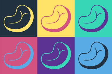 Pop Art Biftek Et ikonu renkli arka planda izole edilmiş. Vektör