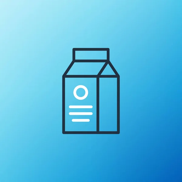 Line Paper Paket für Milch-Symbol isoliert auf blauem Hintergrund. Zeichen der Milchverpackung. Buntes Rahmenkonzept. Vektor — Stockvektor