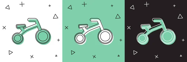 Set Bicyclette pour enfants icône isolé sur fond blanc et vert, noir. Vecteur — Image vectorielle