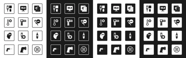 Set Celsius, digitales Thermometer, Meteorologie, Medizin und Symbol. Vektor — Stockvektor