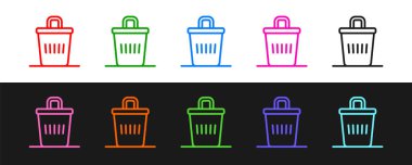 Çöp kutusu simgesini siyah ve beyaz arkaplanda izole et. Çöp kutusu tabelası. Sepet simgesini geri dönüştür. Ofis çöpü ikonu. Vektör