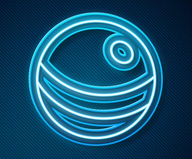 Parlayan neon hattı plaj topu ikonu mavi arka planda izole edildi. Çocuk oyuncağı. Vektör