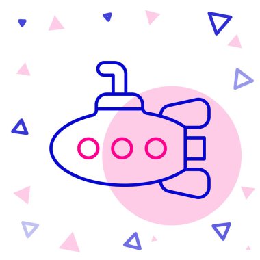 Çizgi Denizaltı oyuncak simgesi beyaz arkaplanda izole edildi. Renkli taslak konsepti. Vektör