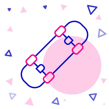 Çizgi kaykayı simgesi beyaz arkaplanda izole edildi. Olağanüstü bir spor. Spor malzemeleri. Renkli taslak konsepti. Vektör