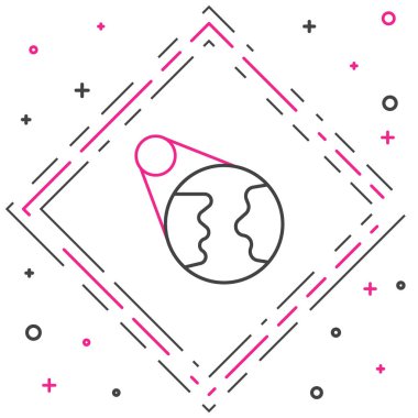 Beyaz arka planda izole edilmiş Dünya çizgisi ikonu. Dünya ya da Dünya işareti. Küresel internet sembolü. Geometrik şekiller. Renkli taslak konsepti. Vektör