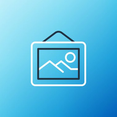 Çizgi Görüntü ikonu mavi arkaplanda izole edildi. Renkli taslak konsepti. Vektör