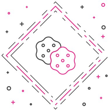 Çizgi Kraker bisküvisi simgesi beyaz arkaplanda izole edildi. Tatlı kurabiye. Renkli taslak konsepti. Vektör