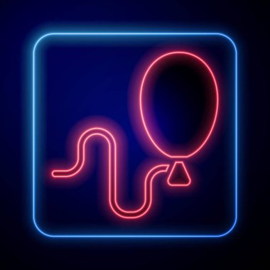 Siyah zemin üzerinde izole edilmiş kurdele ikonu olan parlak neon balonlar. Mutlu Paskalyalar. Vektör