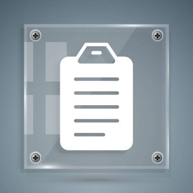 Gri arkaplanda izole edilmiş listeleme veya planlama simgesi yapmak için beyaz. Kare cam paneller. Vektör