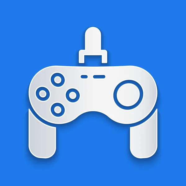 Έγγραφο Περικοπή Εικονίδιο Gamepad Απομονώνονται Μπλε Φόντο Ελεγκτής Παιχνιδιού Στυλ — Διανυσματικό Αρχείο