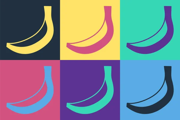 Pop Art Icono Plátano Aislado Sobre Fondo Color Vector — Vector de stock