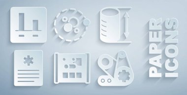 Set Graphing paper for engineering, Height geometrical figure, Patient record, Timing belt kit, Atom and chart infographic icon. Vector