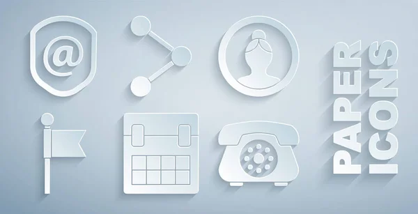 Set Calendar Create Account Screen Location Marker Telephone Share Shield —  Vetores de Stock