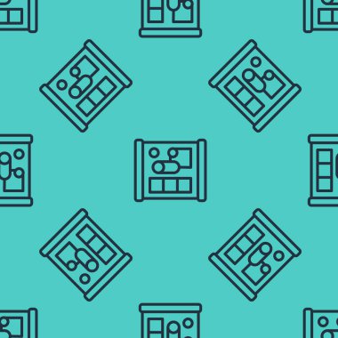 Mühendislik simgesi için siyah çizgi çizme kağıdı yeşil arka planda izole edilmiş pürüzsüz desen. Vektör