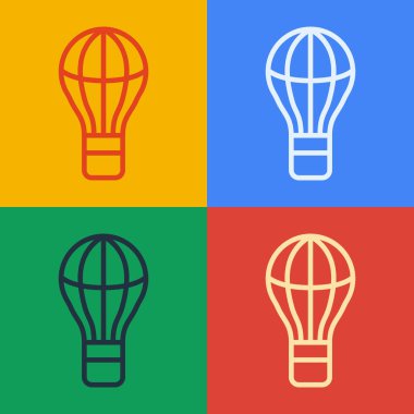 Pop Art Line Sıcak Hava Balonu ikonu renk arkaplanında izole edildi. Seyahat için hava taşımacılığı. Vektör