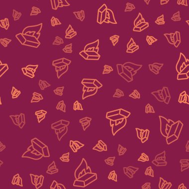 Kahverengi çizgi erimiş altın, kırmızı arka planda izole edilmiş ikon. Kepçeden erimiş metal döküldü. Vektör