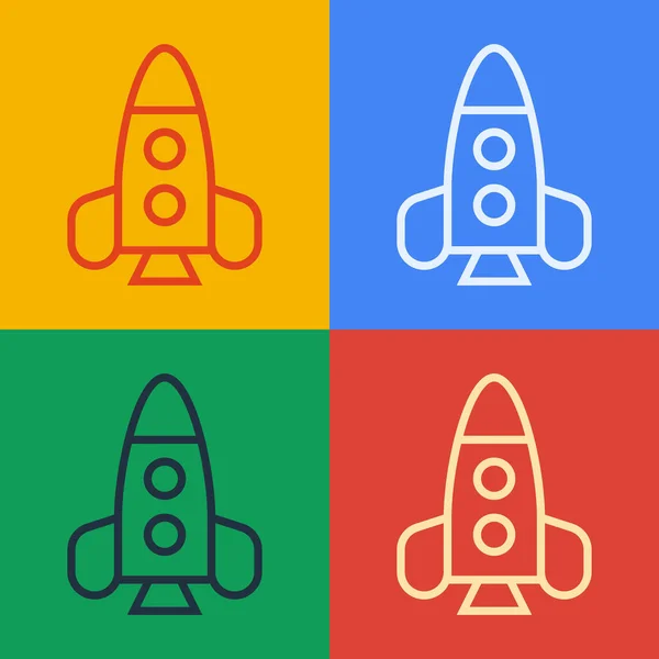 Pop Art Line Rocket Ship Toy Icon Isolated Color Background — Stock Vector