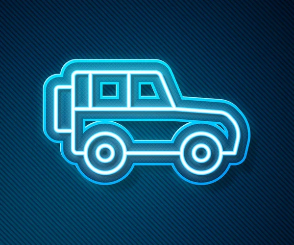 Glowing Neon Line Road Car Icon Isolated Blue Background Vector — Διανυσματικό Αρχείο