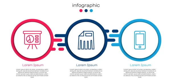 Set Line Board Mit Grafik Papierschredder Und Mobiltelefon Geschäftsinfografische Vorlage — Stockvektor