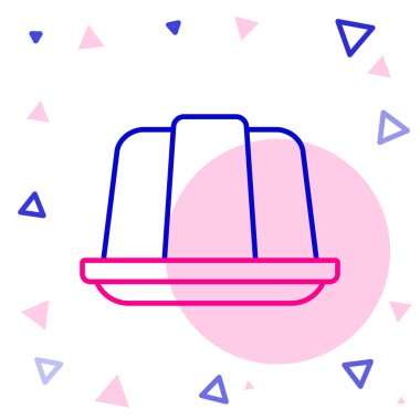 Beyaz arkaplanda çizgi jöleli pasta ikonu izole edildi. Jöleli puding. Renkli taslak konsepti. Vektör