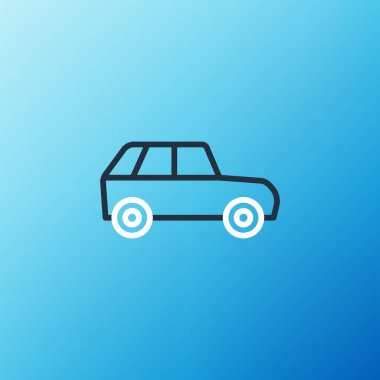 Çizgi Arabası simgesi mavi arkaplanda izole edildi. Renkli taslak konsepti. Vektör