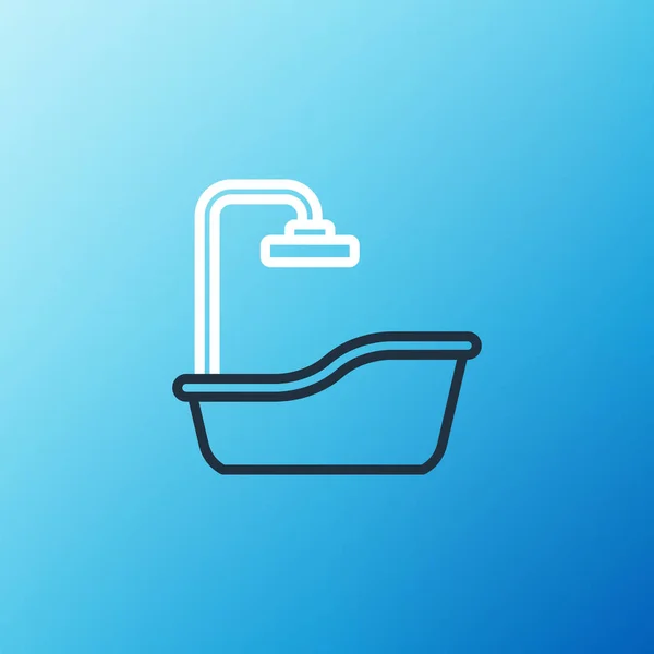 Line Bathtub icon isolated on blue background. Colorful outline concept. Vector — Stock Vector