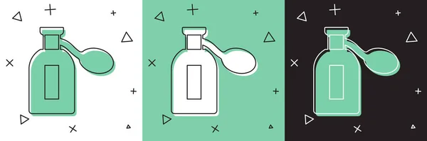 Set Icono de perfume aislado sobre fondo blanco y verde, negro. Vector — Vector de stock