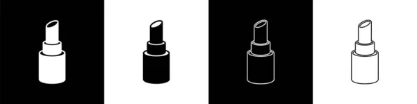 Impostare l'icona del rossetto isolato su sfondo bianco e nero. Vettore — Vettoriale Stock