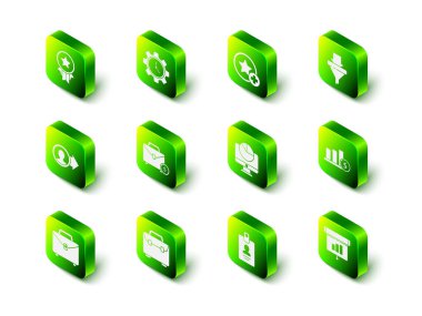 Zaman Yönetimi, Yıldız, Satış hunisi okları, turta grafikleri ve dolar, grafik, şema, bilgisayar monitörü, kimlik kartı ve evrak çantası simgesi ile ayarlayın. Vektör