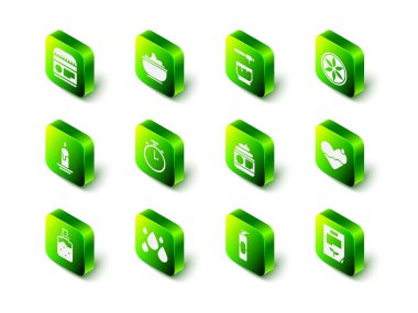 Bir kaseye deniz tuzu koyun, Bal Dipper çubuğu ve Yaprak bitkisi doğası, kalp iyileştirme, belge, krem veya losyon kozmetik tüpü, saç spreyi ve su damlası ikonu için sprey kutusu. Vektör