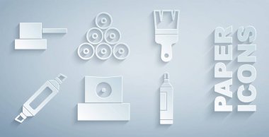 Sprey başlığı, boya fırçasını, işaret kalemini, spreyi ve simgeyi ayarlayın. Vektör