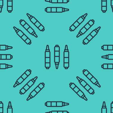 Yeşil arkaplanda siyah çizgi kalem simgesi izole edilmiş pürüzsüz desen. Keçeli kalem. Vektör