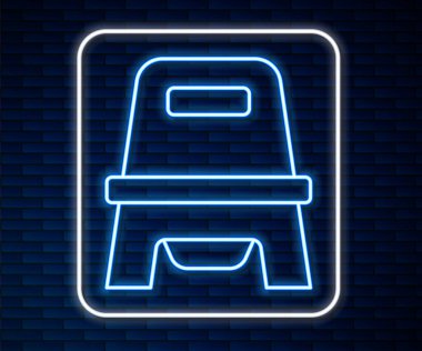 Parlayan neon hattı. Duvarda izole edilmiş bebek tuvalet ikonu. Lazımlık. Vektör