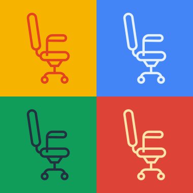 Pop sanat eseri ofis koltuğu simgesi renk arkaplanında izole edildi. Vektör