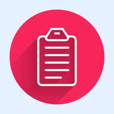 Liste yapmak için beyaz çizgi veya uzun gölge arkaplan izole simge planlama. Kırmızı daire düğmesi. Vektör